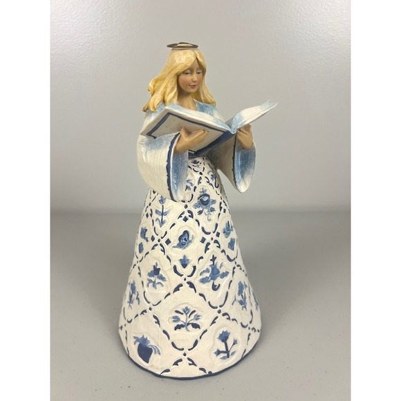 Jim Shore Heartwood Creek Singing Angel Figurine Blue White No Wings 2003 - Picture 7 of 11